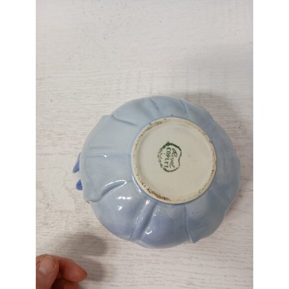 VTG Royal Copley Ceramic Blue Bird On Petal Bowl Planter Mid Century Modern - Picture 9 of 11